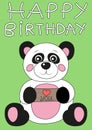 Happy birthday card with cute plush panda